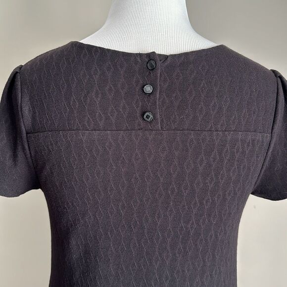 Maeve Anthropologie Women’s Little Black Shift Dress Diamond Knit Printed Size M - Picture 6 of 9